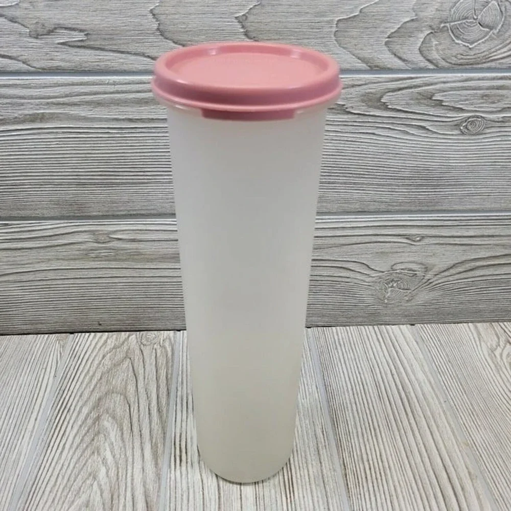 Tupperware Modular Mates Oval 5 1.1L Clear Pink Lid 1661‎ 1607 Vintage Storage